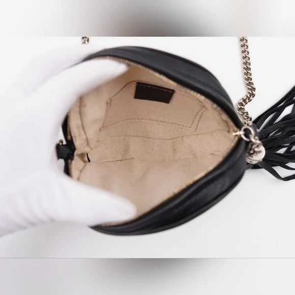 CD07 💖 GUCCI Metallic Pebbled Calfskin Mini Soho Chain Bag - Picture 14 of 15